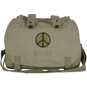 RETRO HUNGARIAN SHOULDER BAG W/PEACE SIGN - OLIVE DRAB