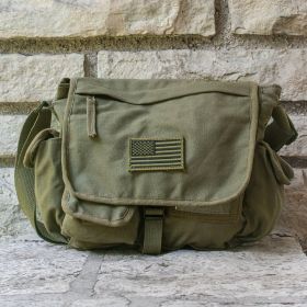 RETRO MESSENGER BAG W/USA EMBLEM - OLIVE DRAB